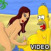 Homer Simpson and brunette girl